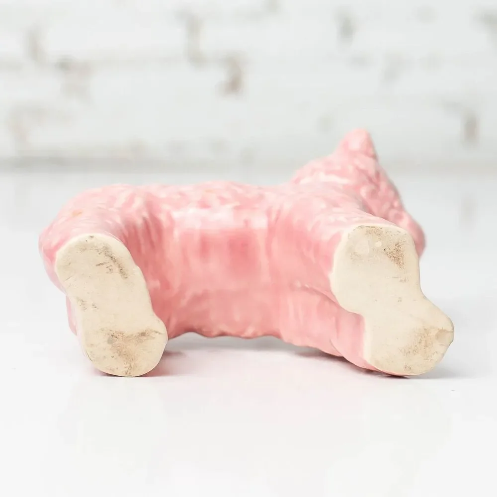 1950's Mid-Century Ceramic Pink Lamb Sheep Planter Vintage Crazing